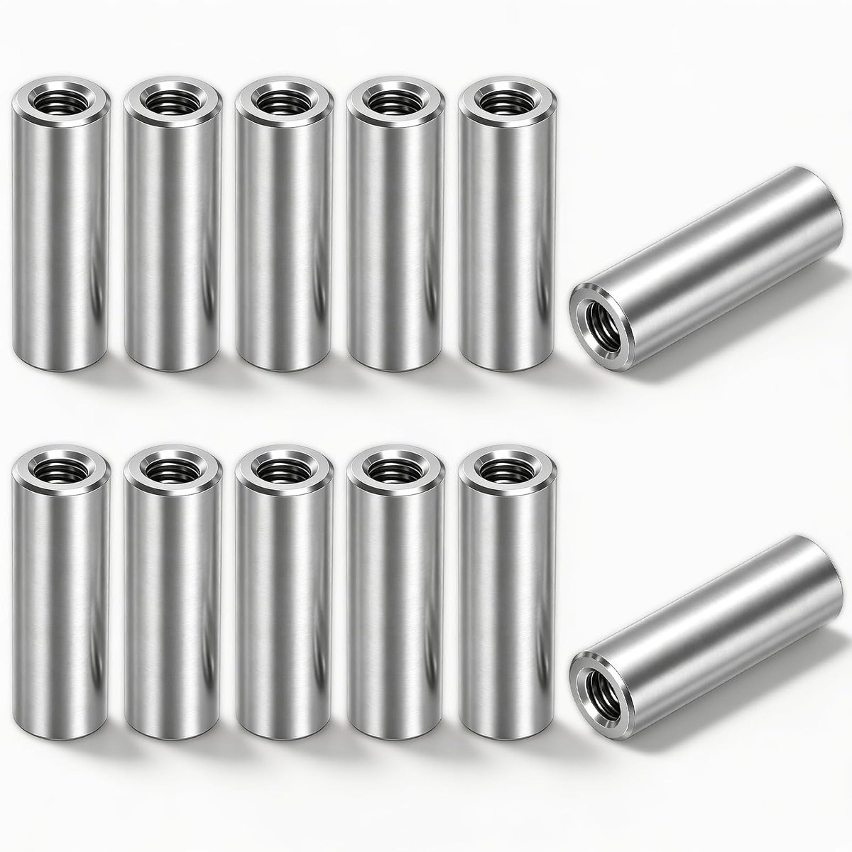 Ronde schroefdraadmof, M8 x 40 x 12 mm, koppelmoer, 304 roestvrij stalen schroefdraadmof, rond, ronde voor machines - ShopVlot