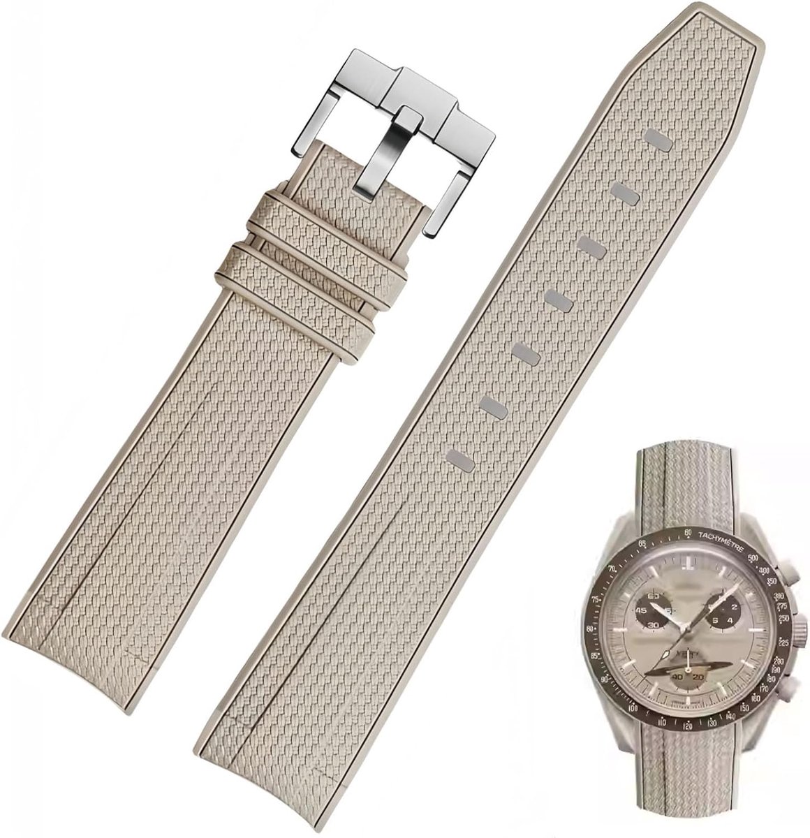 Watch Strap for Moonswatch 20 mm Curved End Weaving Style Premium Silicone Rubber Replacement Strap Compatible with - ShopVlot