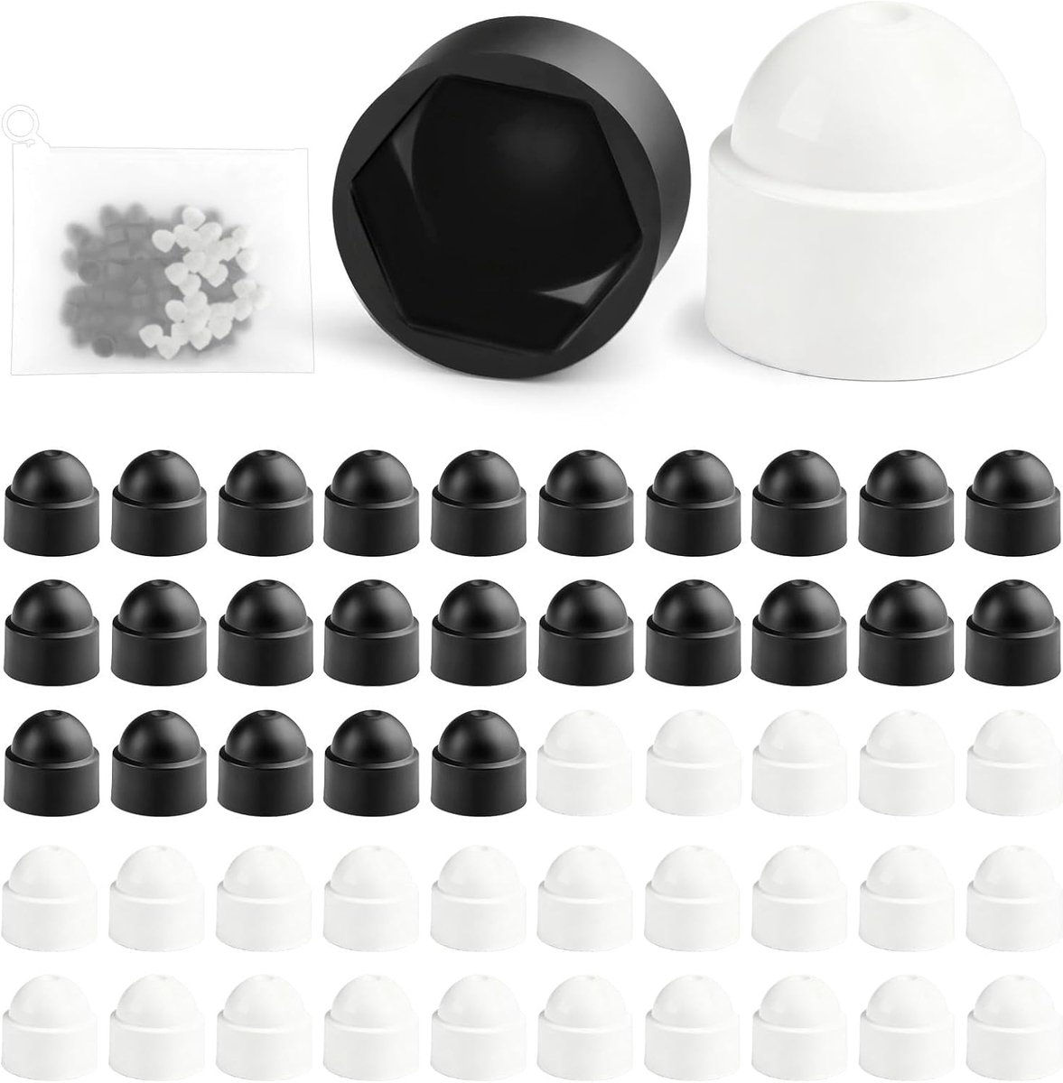 Pack of 50 M8 nut protective caps, plastic cap cap for hexagon screws, provides non-slip protection for furniture - ShopVlot