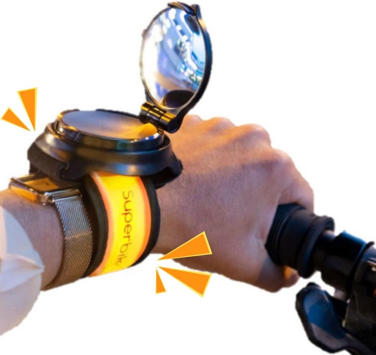 Superbikero Bicycle and Indicator Bracelets for Bicycle and Scooter. Two Luminous Bracelets with Flashing or Cutting - ShopVlot