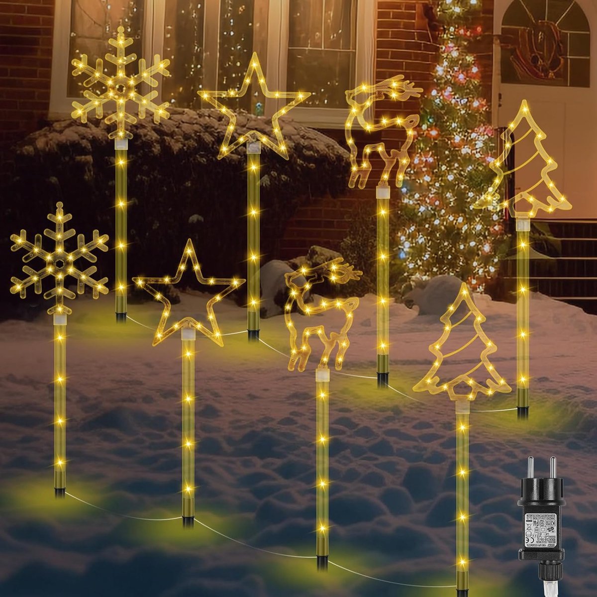 8 Pieces Outdoor Christmas Lights 4 Styles 8 Modes 144 LED Garden Lights Waterproof Marker Pen Christmas Lights - ShopVlot