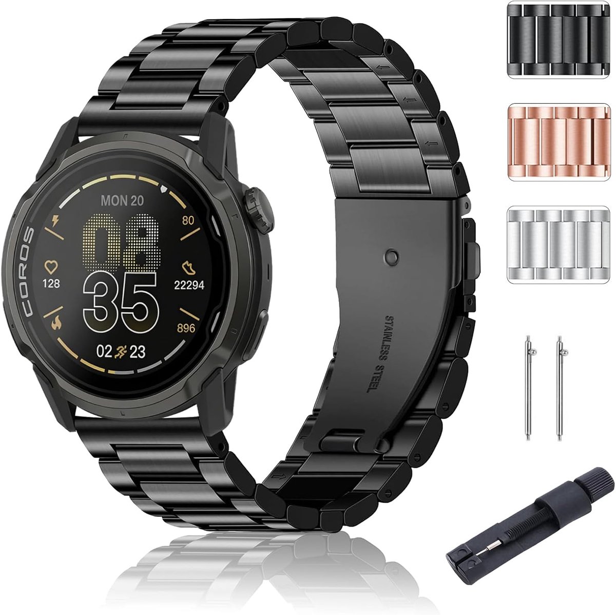 Metal Strap Compatible with COROS APEX 4 42mm/Apex 2 Pro, 22mm Stainless Steel Replacement Strap, Quick Release for - ShopVlot