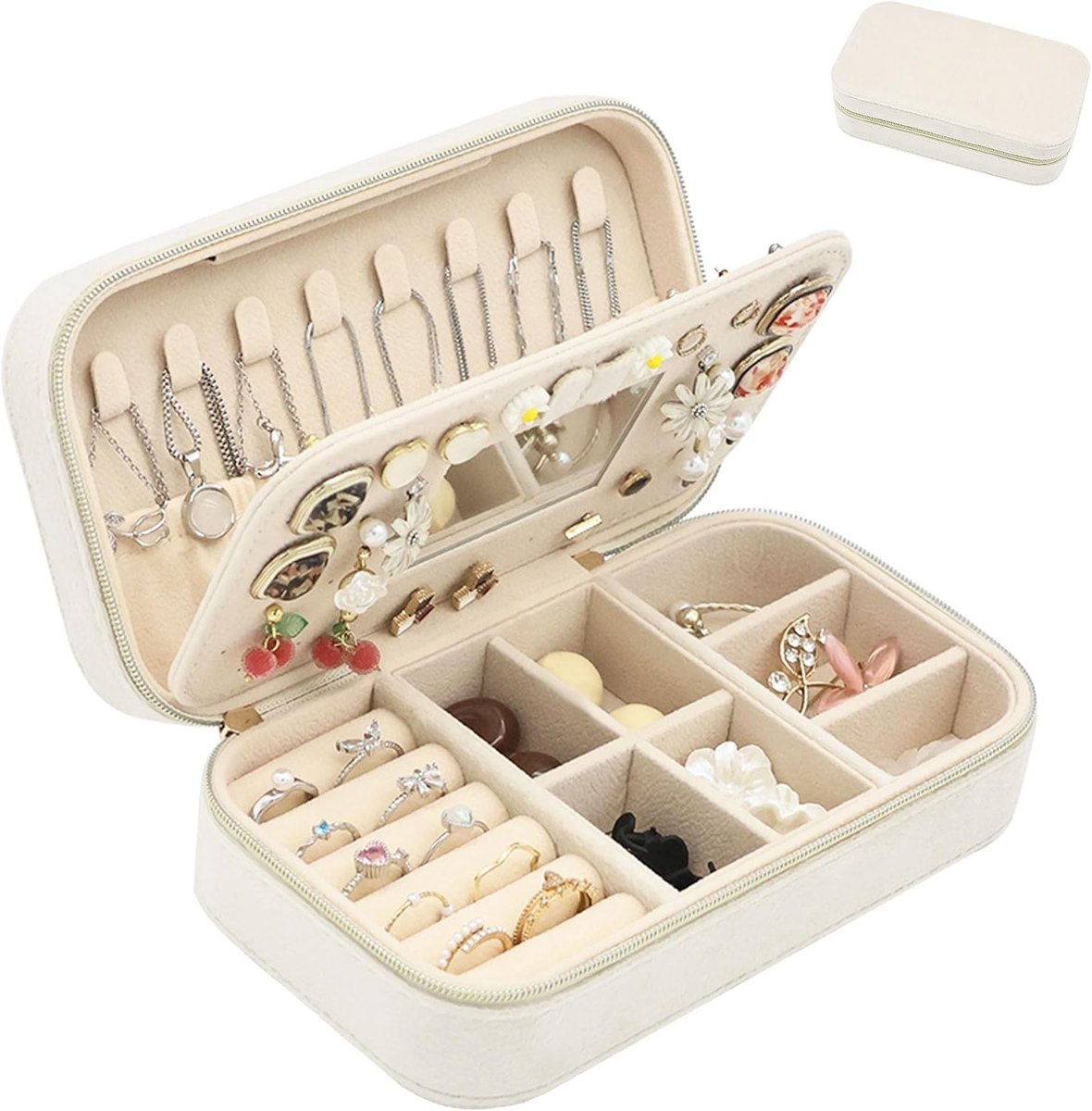Travel Jewellery Box, Small Jewelry Organizer, Velvet Jewelry Storage for Earrings, Rings, Necklaces, Bracelets - ShopVlot