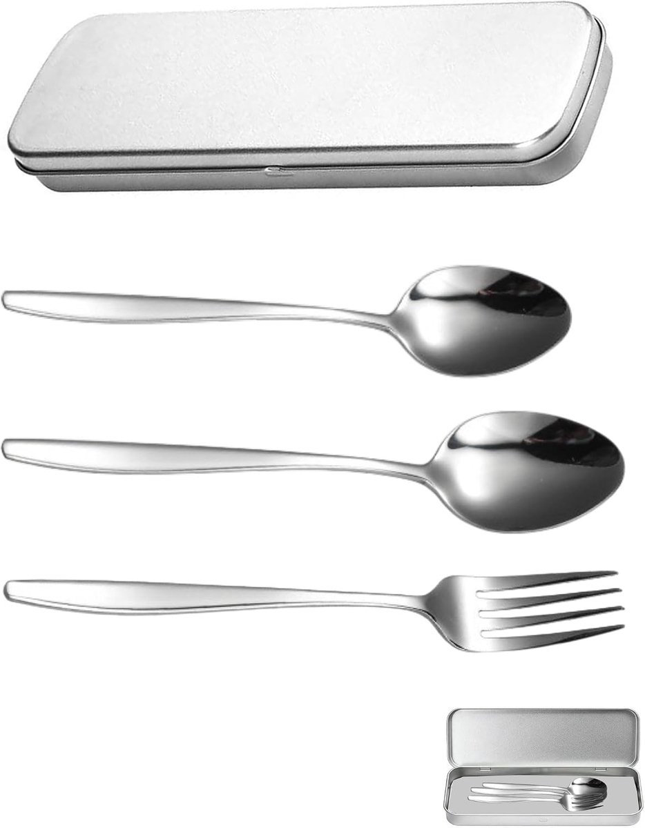 Set van 3 dekens van roestvrijstalen met metalen opslagdoos voor lunchbox en piknik Campingdekens Tafelwasbaar met - ShopVlot