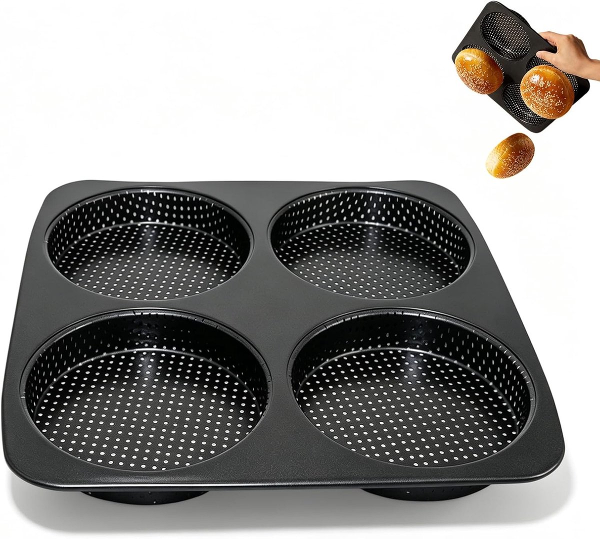 Burger Buns bakvorm 12cm bakvorm van koolstofstaal hittebestendig tot 450°C - ShopVlot