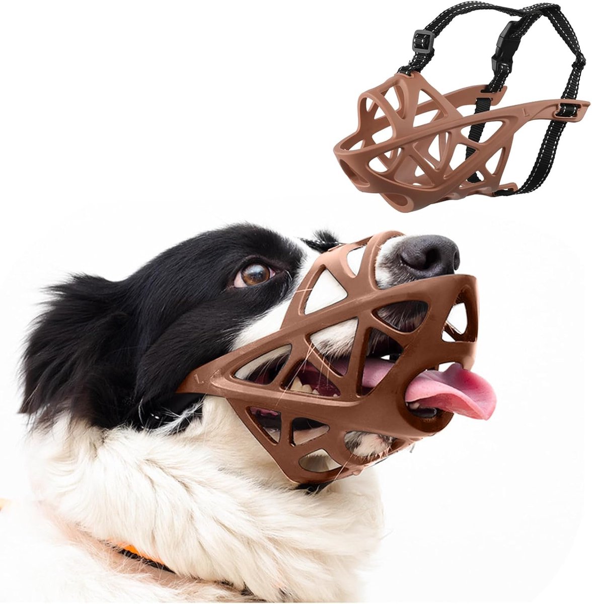 PETCUTE Dog Muzzle for Large Medium Dogs, Adjustable Dog Bed with Reflective Nylon Strip, Soft Breathable Dog Training - ShopVlot