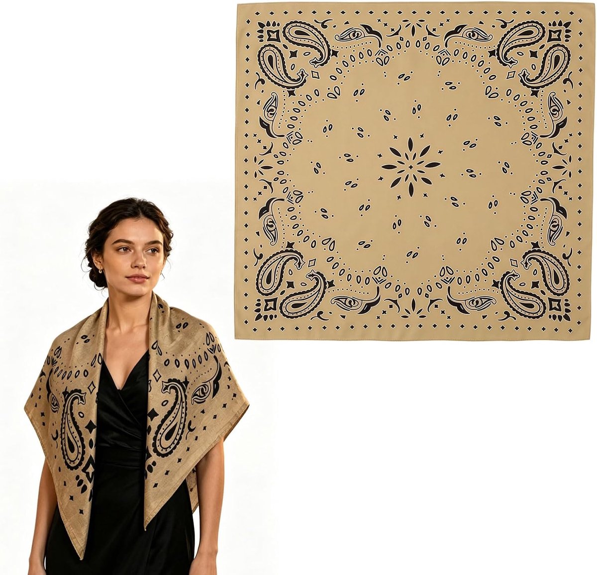 Halstuch Damen, Bandana Damen, Kopftuch Damen Polyester Tuch 90x90cm, Large Square Hair Scarf Satin Cloth for Daily - ShopVlot