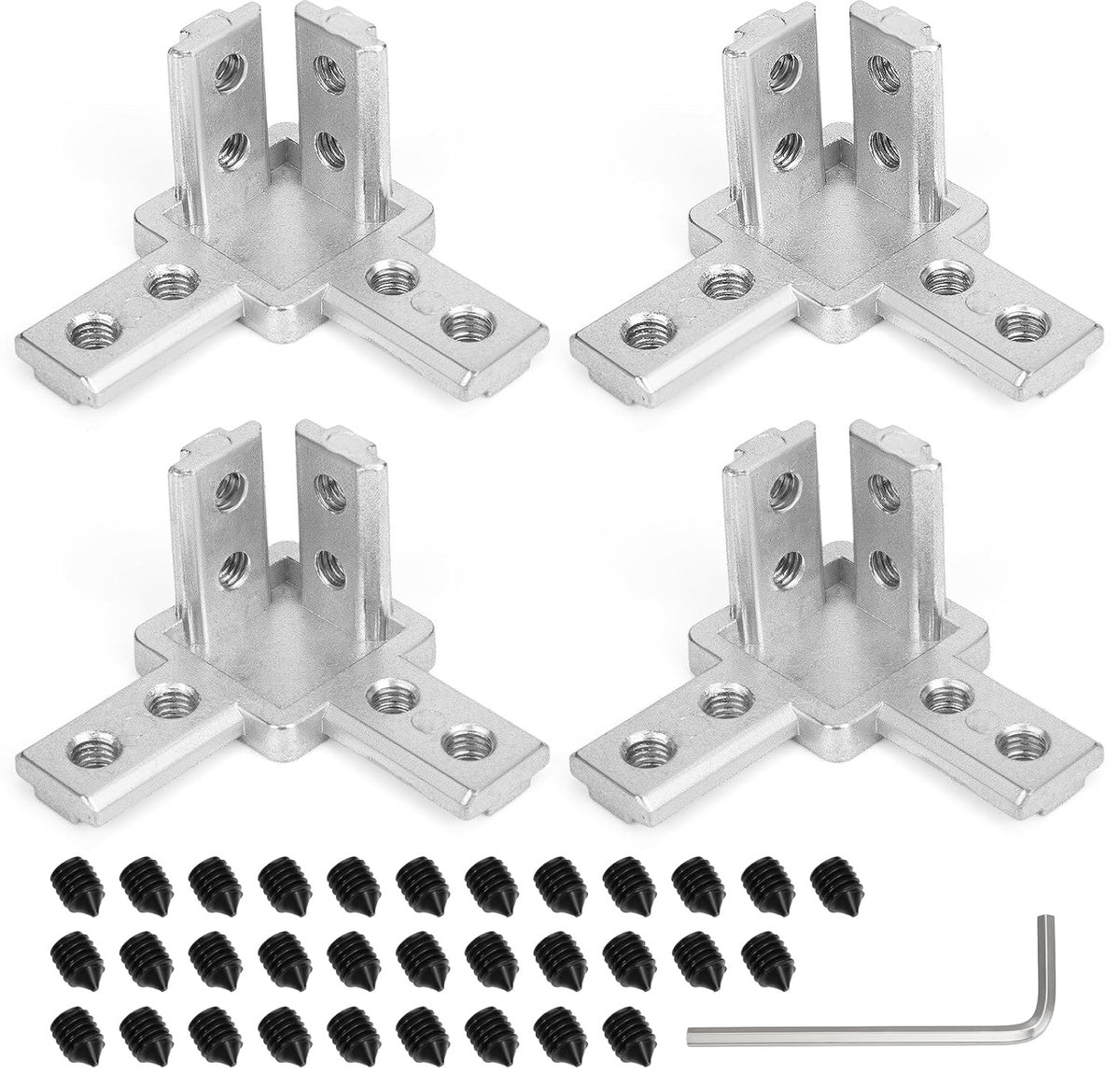 Angle Connector, Profile Connector, 3-Way Angle Connector, Holder, Corner Holder, 4 Pieces, Aluminium Profile, Angle - ShopVlot
