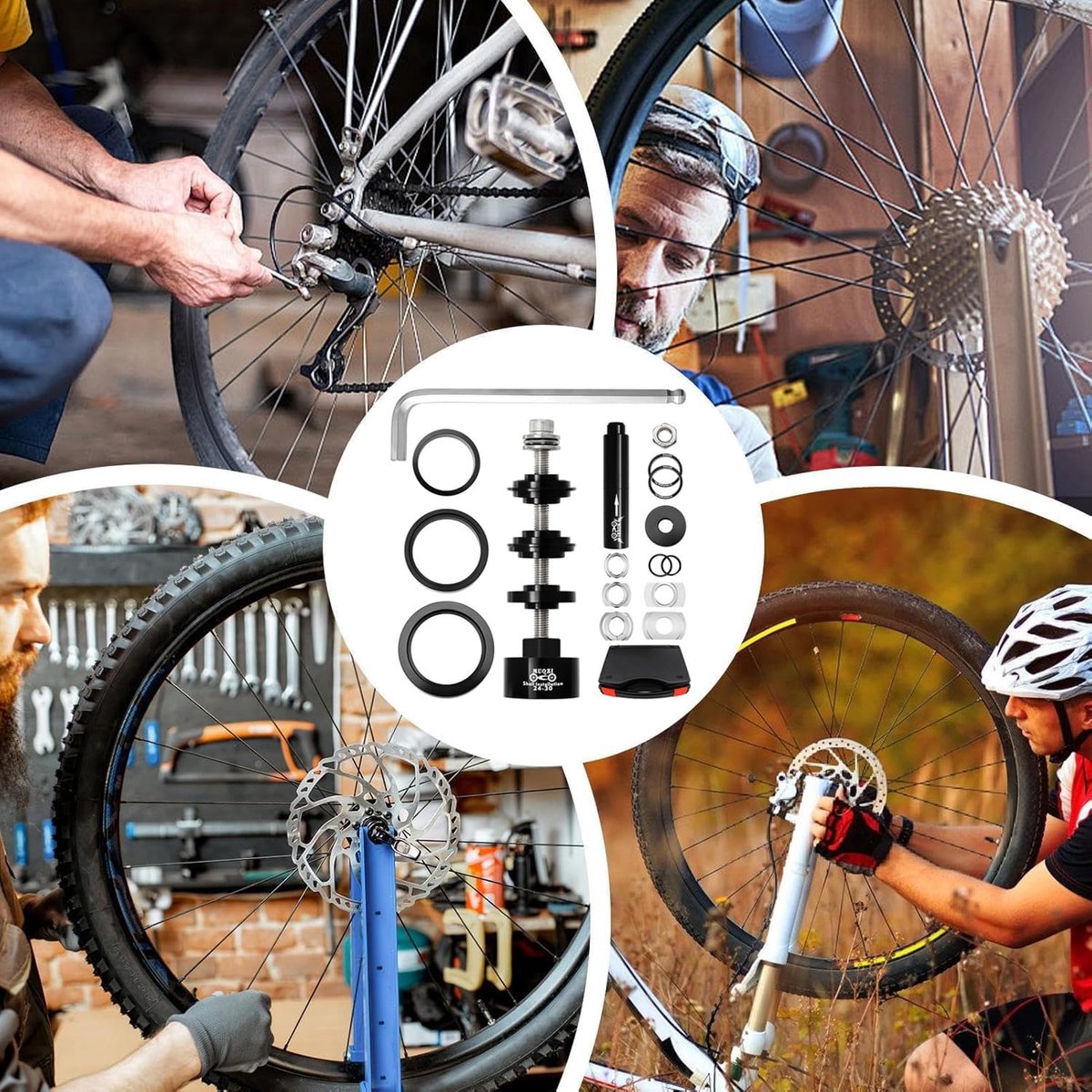 Bottom Kit for Installing and Removing the Holder, Bicycle Bearing Puller, Bicycle Bearing Press Set, for Bottom - ShopVlot