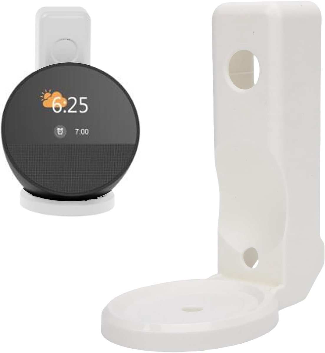 Muurbeugel voor Echo Spot 2024 Speaker | Eenvoudige installatie zonder boren, ruimtebesparend ontwerp met kabelbeheer voor badkamer, keuken en slaapkamer (WIT)