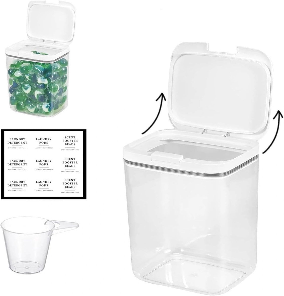 Opslagdoos voor wasmiddel met luchtdichte deksel - Transparante 5.5L box voor waspoeder, waxkorrels en rijst - Ideaal voor hondenvoer en droge ingrediënten