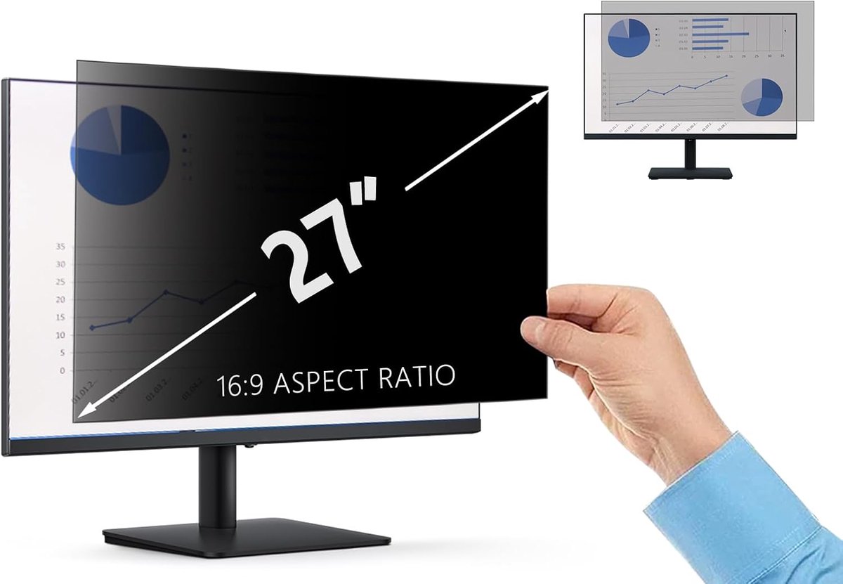 27 Inch Privacy Screen Filter for 16:9 Aspect Ratio, Laptop/Computer Monitor, Anti-Scratch, Anti-Glare Protection - ShopVlot