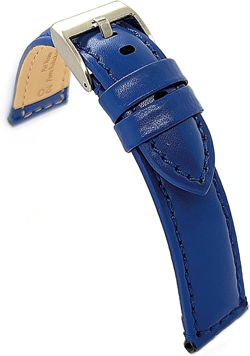 Smooth cowhide watch straps, Ref. 363, Blue, 18, Blue, band ring - ShopVlot