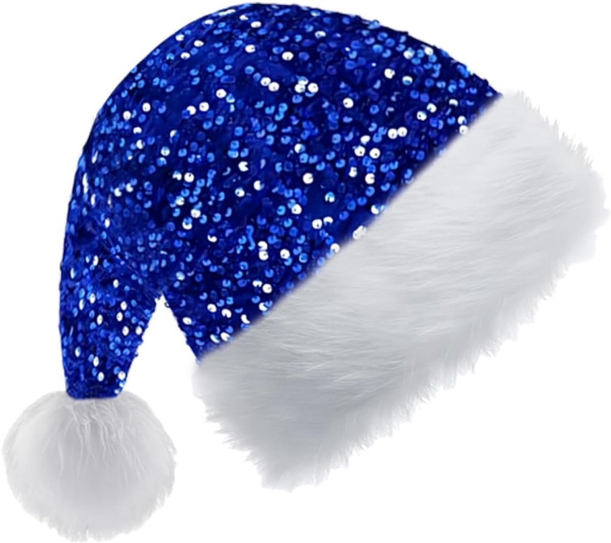 Kerstman muts sparkling - sequins luxe - pluche kersthoed - perfect voor kerstfeest - ShopVlot