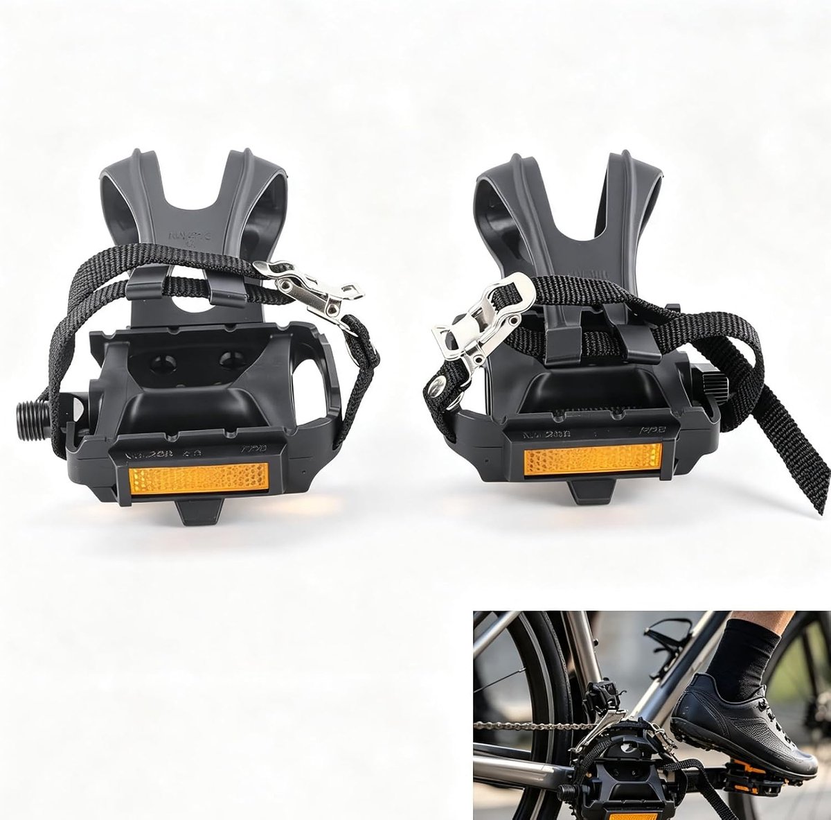 Fietspedalen met kooien en vingerriemen - nylon pedalen - lichtgewicht ontwerp - soepelere rijervaring - ShopVlot