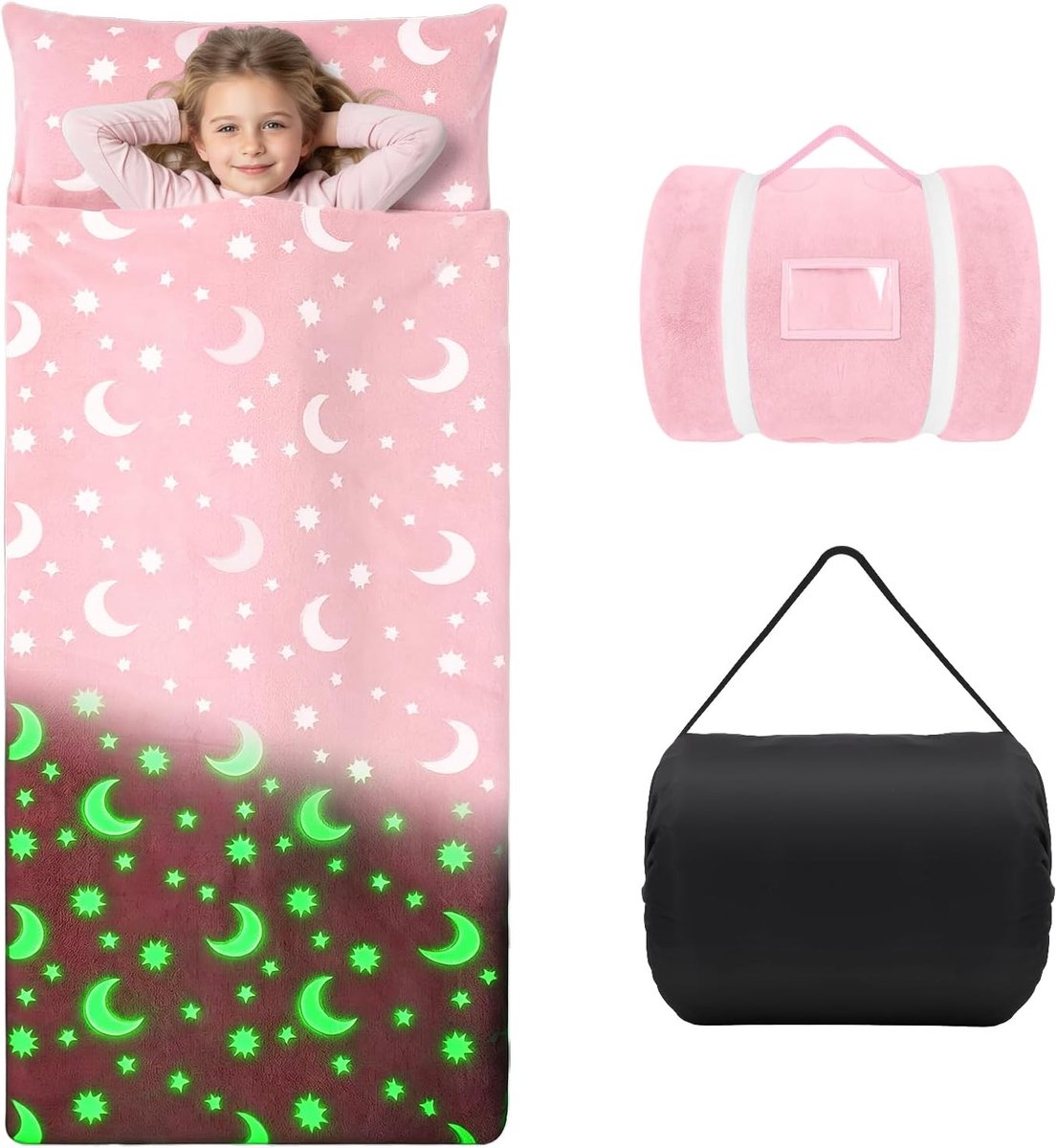 Slaapzak voor kinderen 170 x 75 cm - zacht flanel - dubbele ritssluiting - comfortabel voor binnen en buiten - ShopVlot