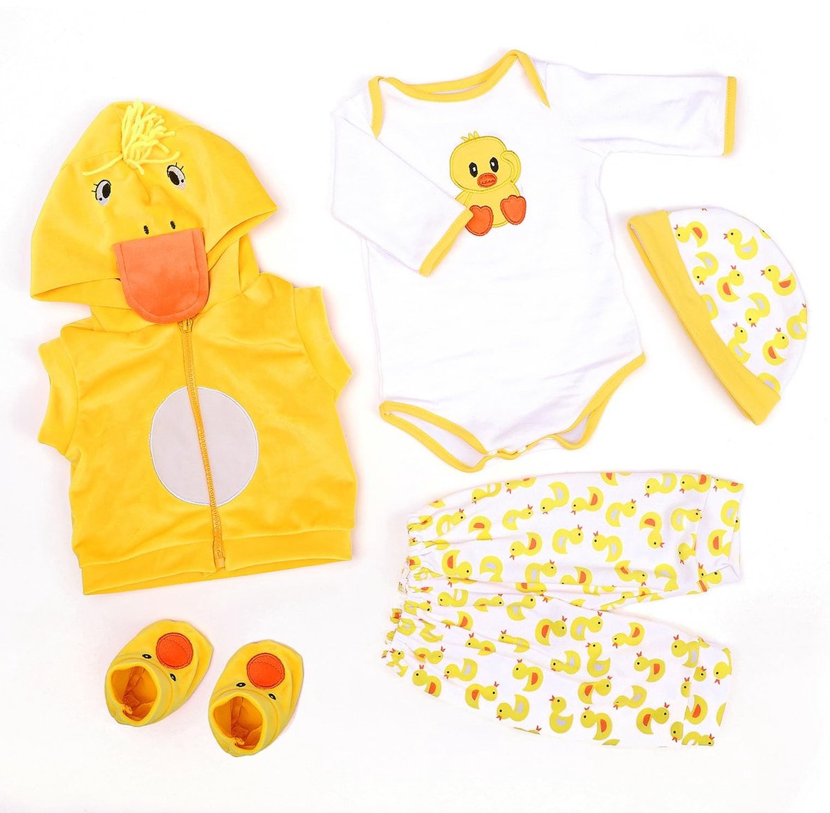 Solidchoice - Set van 5 Speelgoed Kleding voor Reborn Baby's met Grote Gele Eend