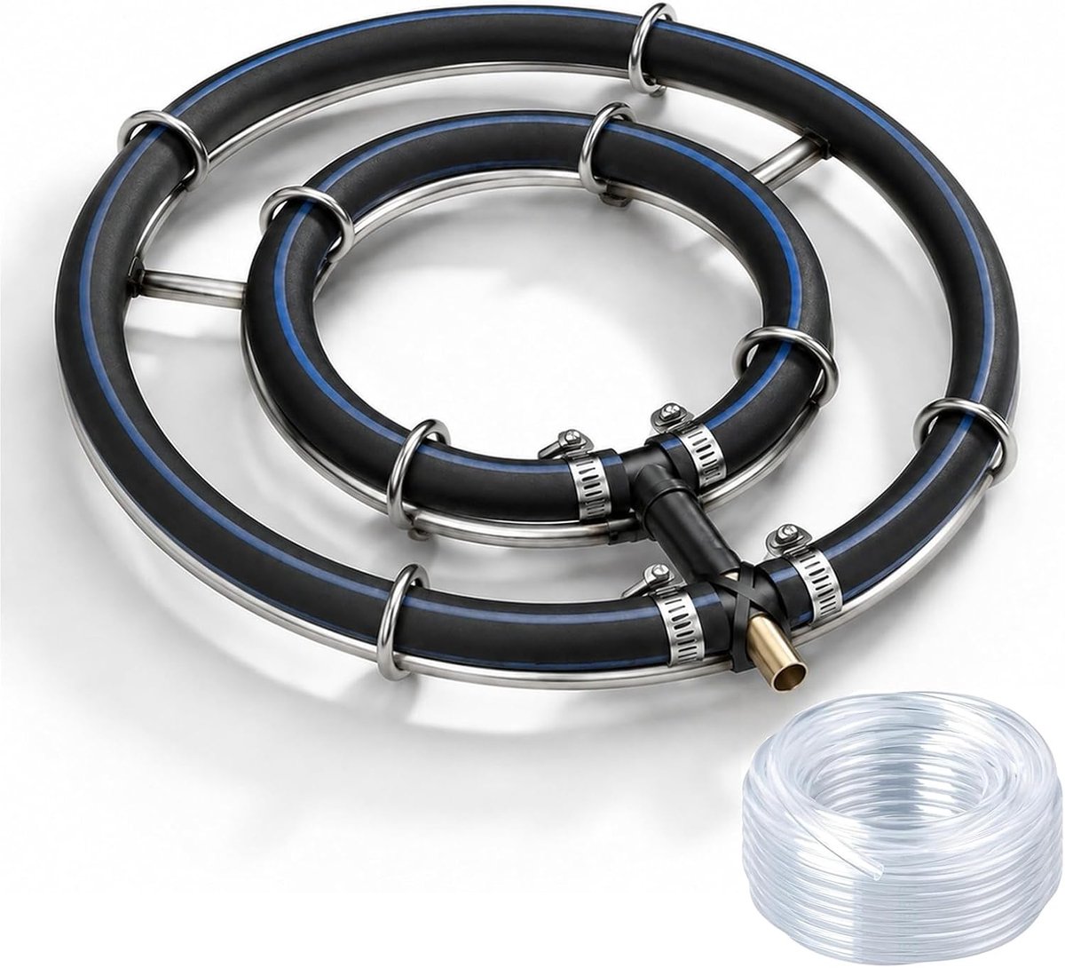 Vijverbeluchter 25 cm - roestvrij staal - 2-in-1 ventilaterring - verhoogt zuurstofoplossing - ShopVlot