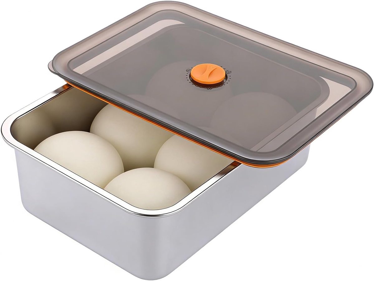 Pizza fermentatiebox - roestvrij staal - transparant deksel - ideaal voor vers deeg en ingrediënten - ShopVlot
