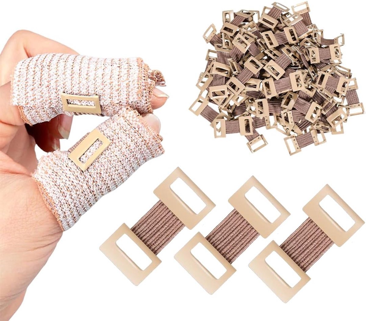 Bevestigingsclips voor elastische verbandjes - 40 stuks - bruin - elastisch aluminium - ShopVlot