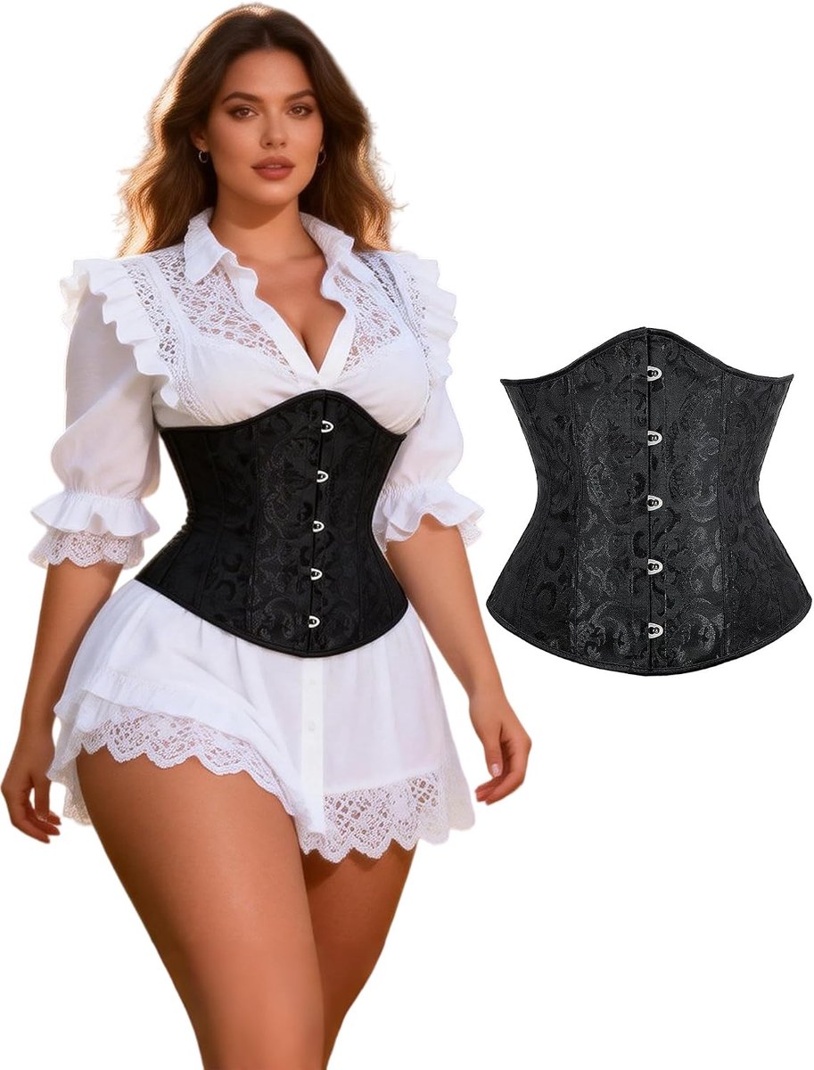 Corset Bustier Onderbust Corset - Jacquard Kant - Sexy Body Shaper - Perfect voor Feestjes - ShopVlot