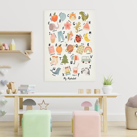 Wandtapijt Cartoon Alfabet - Katoenen stof - Kleurrijk ontwerp - Educatieve decoratie voor kinderkamer - ShopVlot — afbeelding 4
