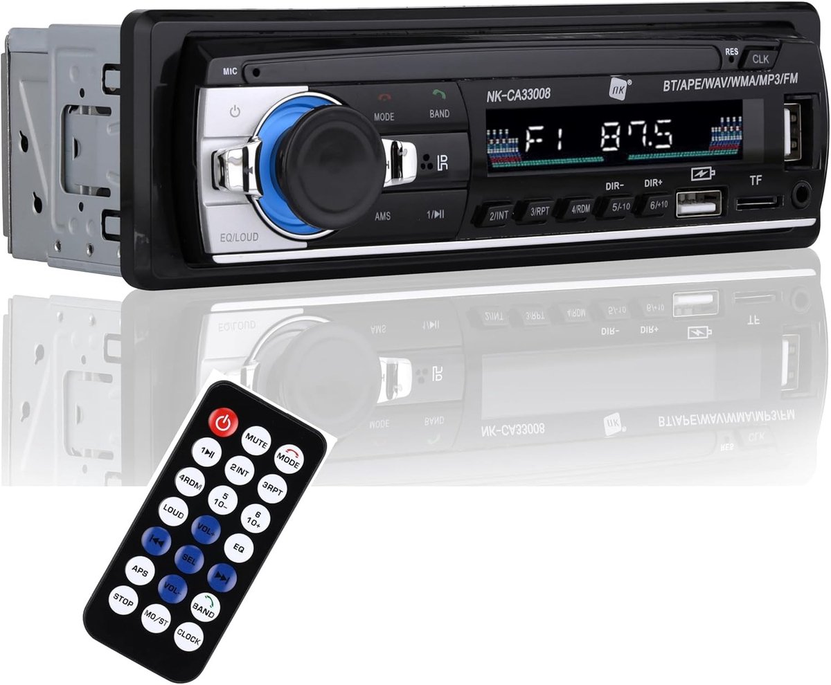 AutoRadio - Zwart - Geen specifieke afmetingen - Bluetooth met Handsfree Functie - Voor Auto's