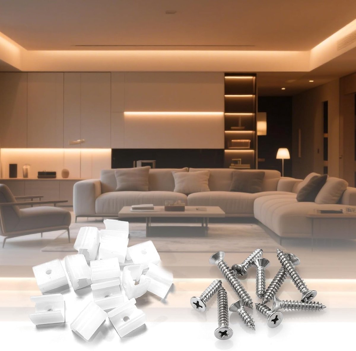 Snap sluiting schroef metalen bevestiger - 50 stuks voor 230V siliconen neon LED strip - ideaal voor montage - ShopVlot