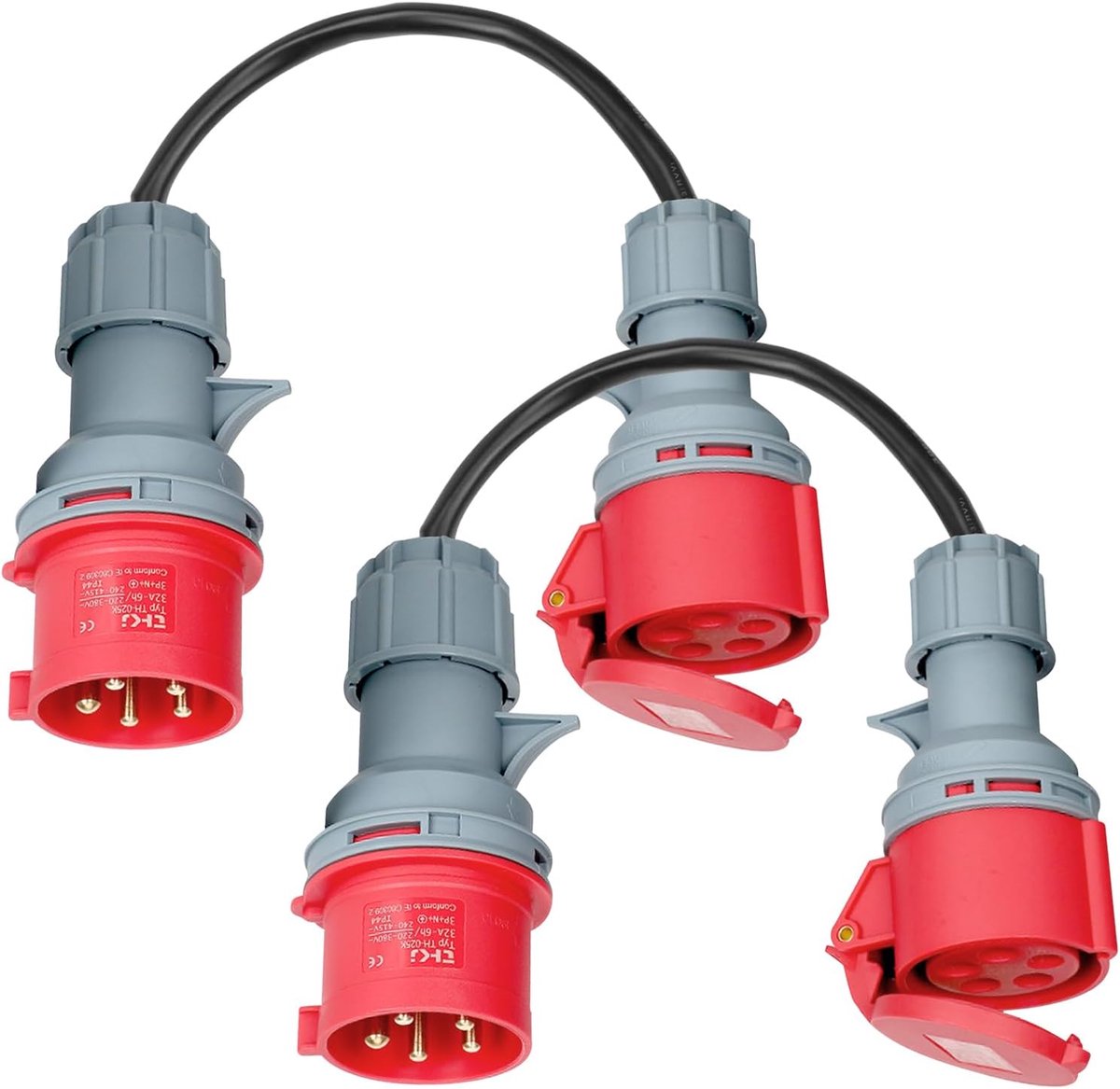 CEE Adapter 32A naar 16A - 5-Pin CEE Connector - Hoge kwaliteit rubber en koper - Ideaal voor camping en motorhome - ShopVlot