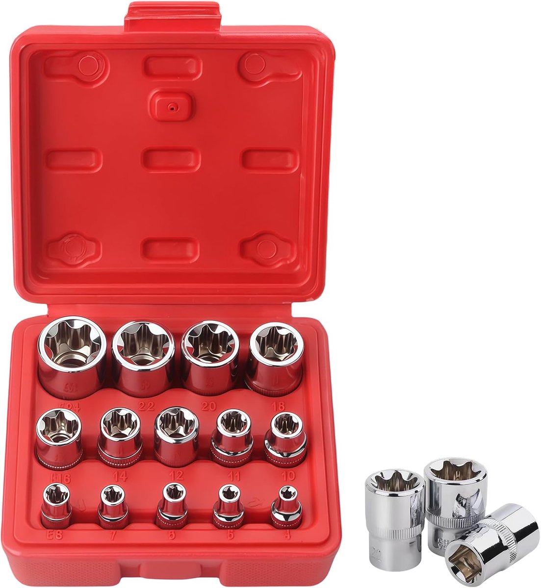 Torx steeksleutelset 14-delig - 1/2 inch, 1/4 inch, 3/8 inch - CR-V staal - ideaal voor voertuigen en DIY-projecten - ShopVlot