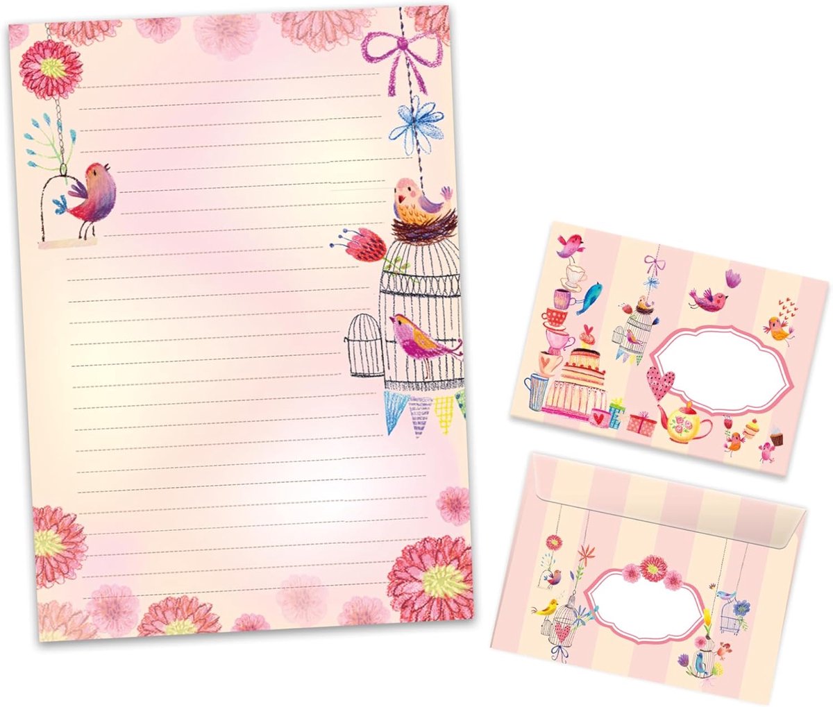 Stationery set briefpapier A4 - 25 vellen met 15 enveloppen - zelfklevend - ideaal voor kinderen - ShopVlot