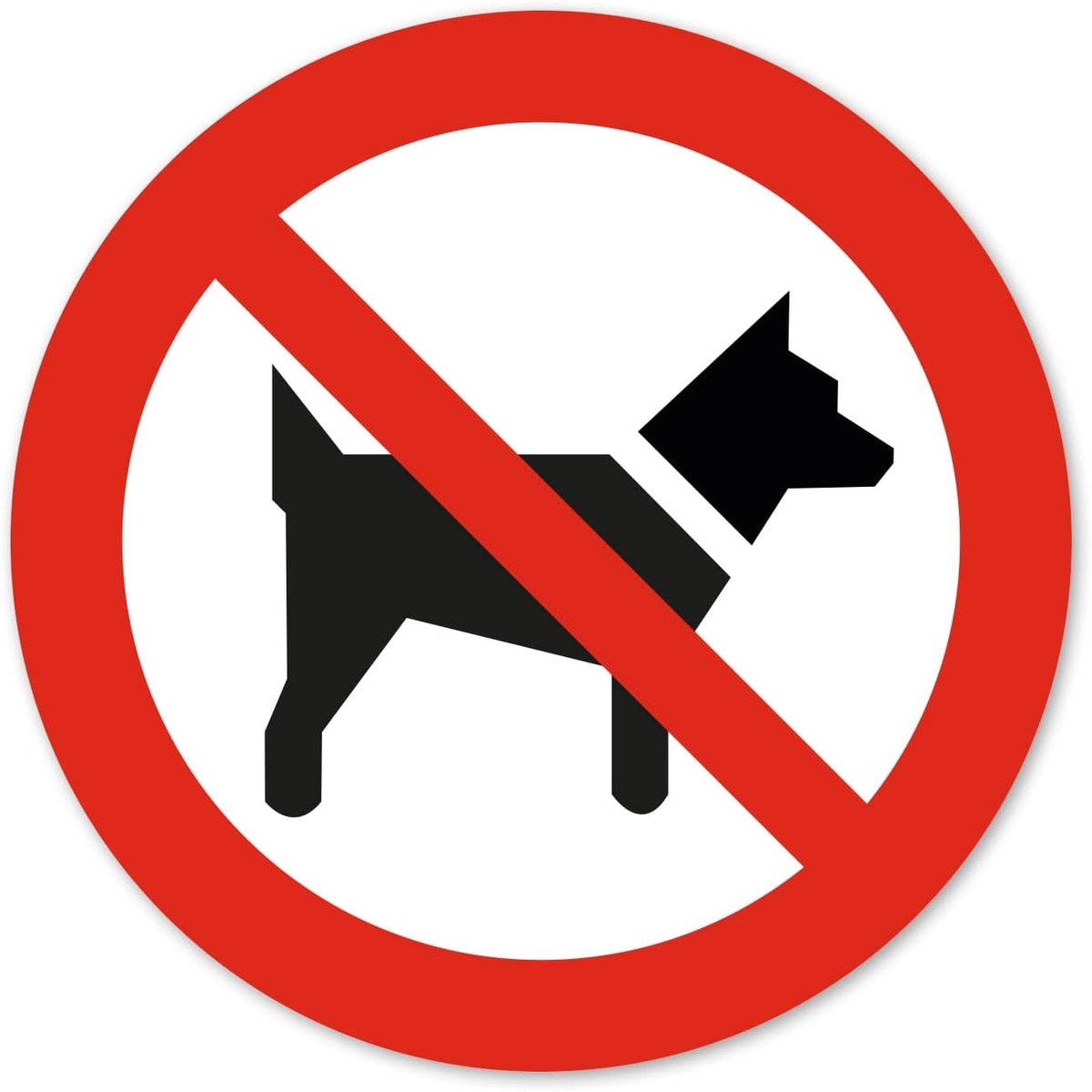 Verbodssticker honden Ø 10 cm - UV- en weerbestendig - Veiligheidswaarschuwing - Geschikt voor binnen en buiten - ShopVlot