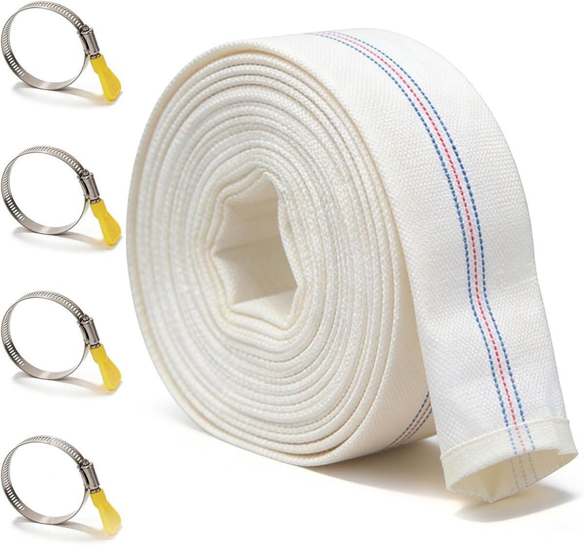 Platte slang 1,2 inch 20m - Geweven slang - Inclusief 4 inoxidaklemmen - Perfect voor tuinirrigatie - ShopVlot