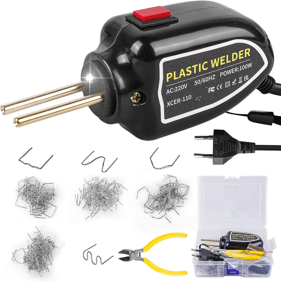 Plastic lasmachine 100 W - met 200 lasnagels - LED-verlichting - ideaal voor bumperreparatie - ShopVlot