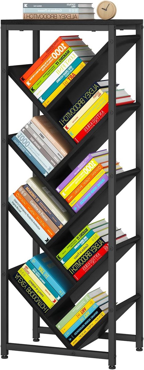 Boomboekenplank 9 niveaus - Vloerstaande houten opbergorganizer - Perfect voor smalle ruimtes - ShopVlot