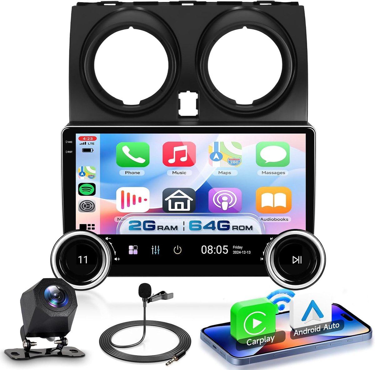 Auto Radio 10.1'' IPS Touchscreen - Android 15 - 2G+64G - Met Draadloos Carplay en GPS - ShopVlot