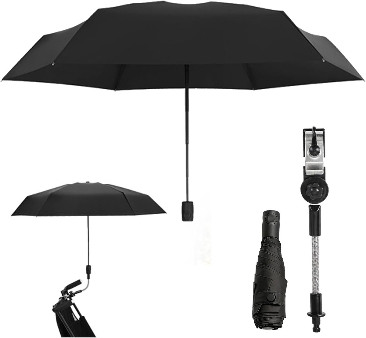 Parasol voor kinderwagen 90 cm - anti-UV 50+ - verstelbare clip - perfect voor zonbescherming - ShopVlot