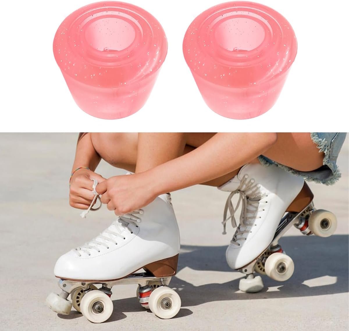 Roller Skate Toe Stoppers Set van 2 - Universele PU Rubber - Transparant Roze - Eenvoudige installatie - ShopVlot