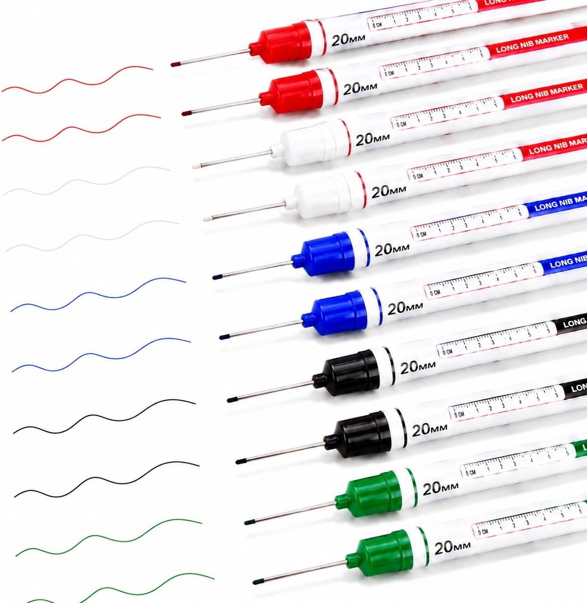 10 marker pens for construction site, 20 mm, deep holes, drill pen with additional tip, construction site for wood - ShopVlot