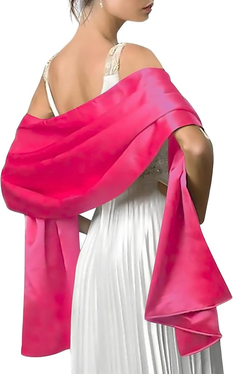 LumiSyne Women Satin Chiffon Evening Scarves Silky Solid Cape Scarf Lightweight Wraps Stole for Weddings Bridal - ShopVlot