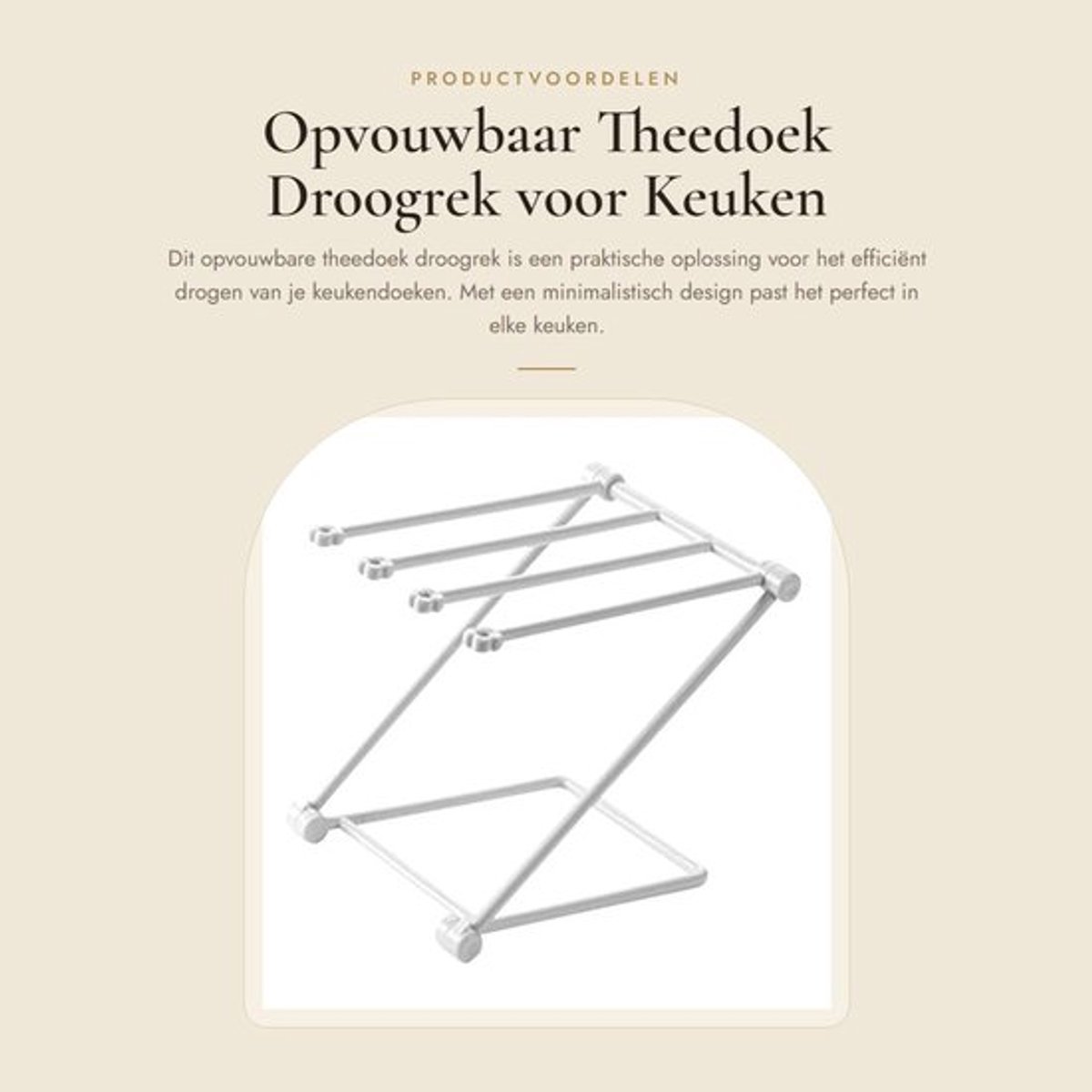 Theedoekhouder Opvouwbaar - Keukenrek Hangend - Multifunctioneel - Droogrek - Lichtgrijs - Duurzaam Ontwerp