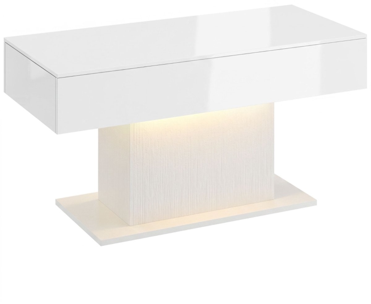 LED Salontafel 108x48x55 cm Met 2 Laden En RGB Verlichting - Hoogglans Wit