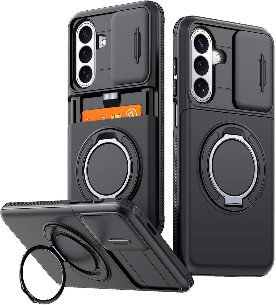 Mobiel beschermhoes voor Samsung Galaxy S26+ Plus - stootvast hard PC en zacht TPU - met schuifdeksel en kaartenvakken - ShopVlot