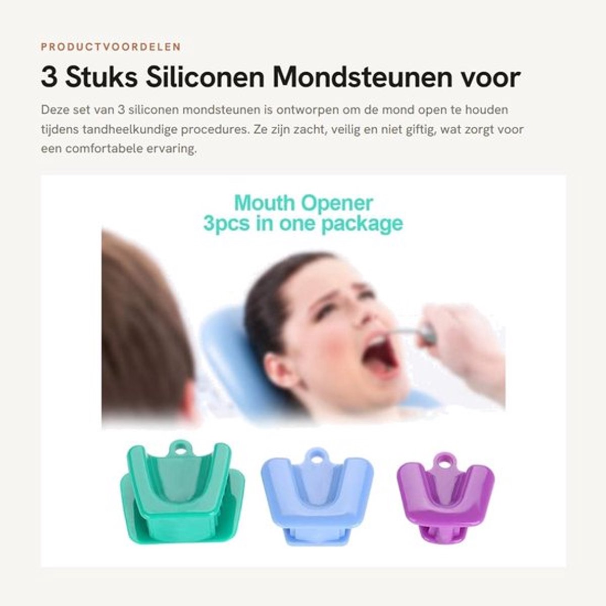 Mondsteunen 3 Stuks - Mondopener - Beetblok - Kussenopener - Retractor - Zacht en Veilig