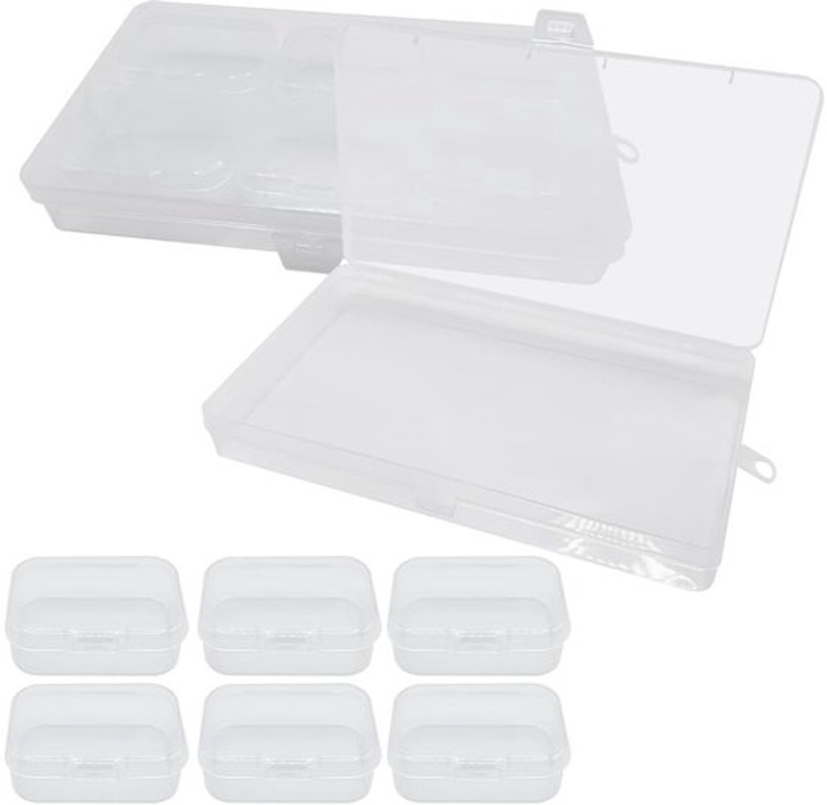 Opbergdozen - 12 Kleine Dozen + 2 Grote Dozen - Transparant Kunststof - Organizer voor Kralen/Sieraden - Lichtgewicht en Duurzaam - 5 x 3,6 x 2 cm - Opbergbox