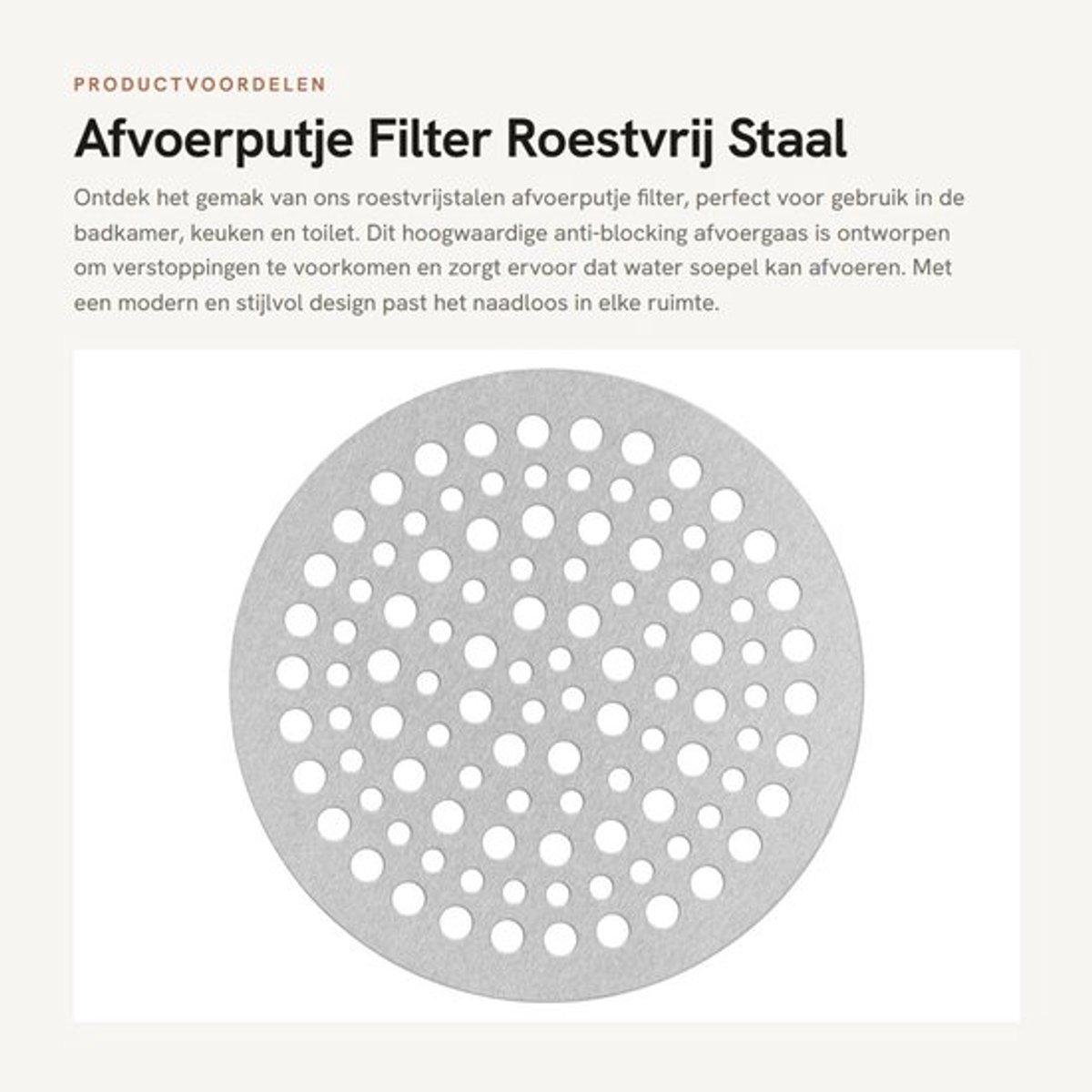 Afvoerputje Roestvrij Staal - Douche Zeef - Anti-Blokkering - Vloerafvoergaas - 68mm - Lichtgewicht 24g-30g - Afvoerzeef
