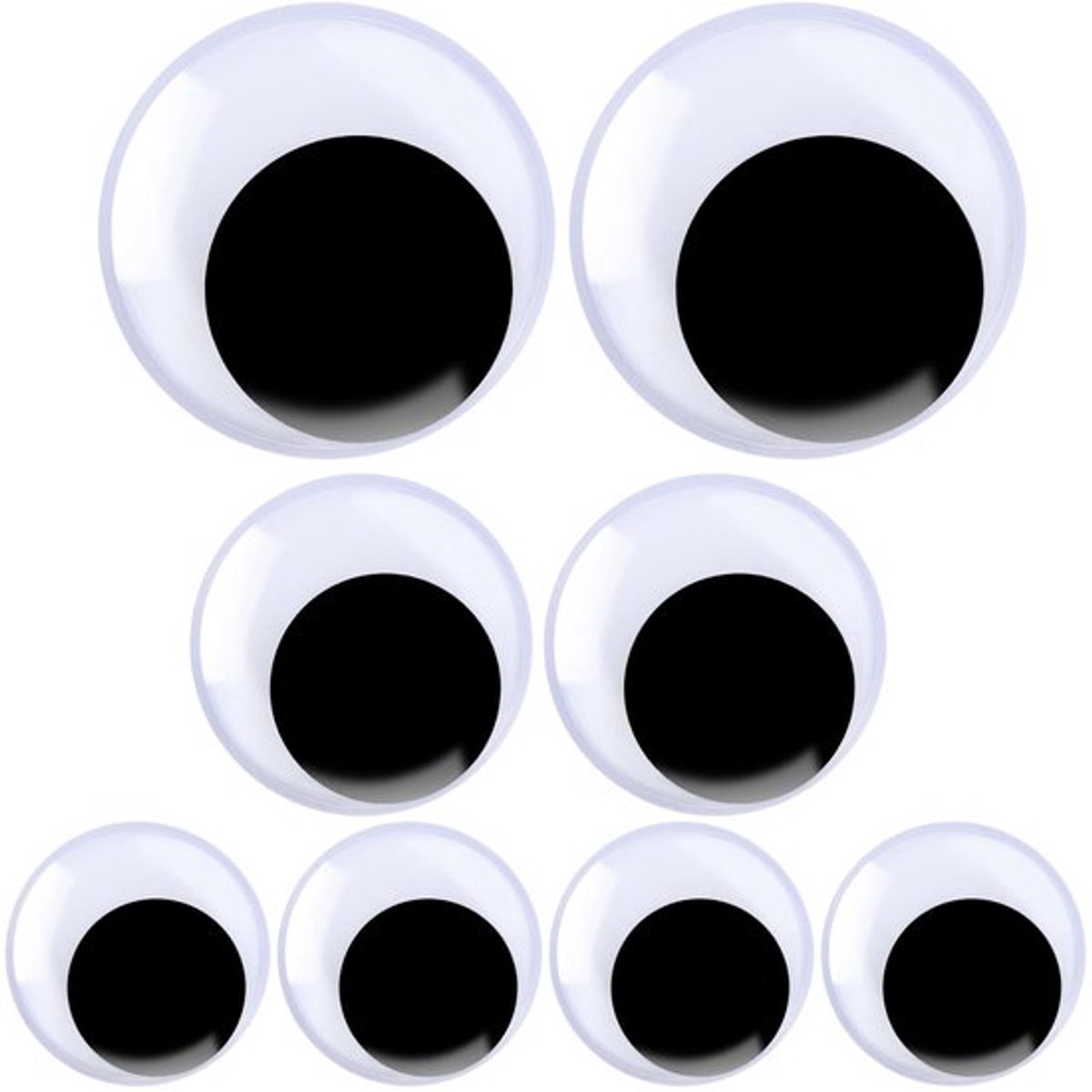Googly Eyes Zelfklevend - 8 Stuks - Grote Wiggle Ogen - Zwart/Wit - Kunststof - Afmetingen 10/8/5 cm - Beweegbare Ogen