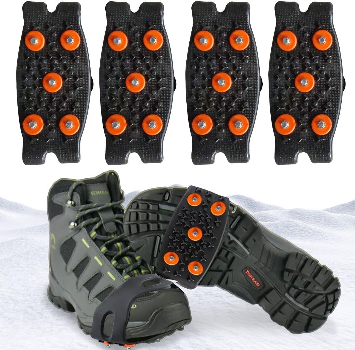 Schoenspikes 2 paar - universele antislip spikes - duurzame rubber en staal - ideaal voor hiking op sneeuw en ijs - ShopVlot