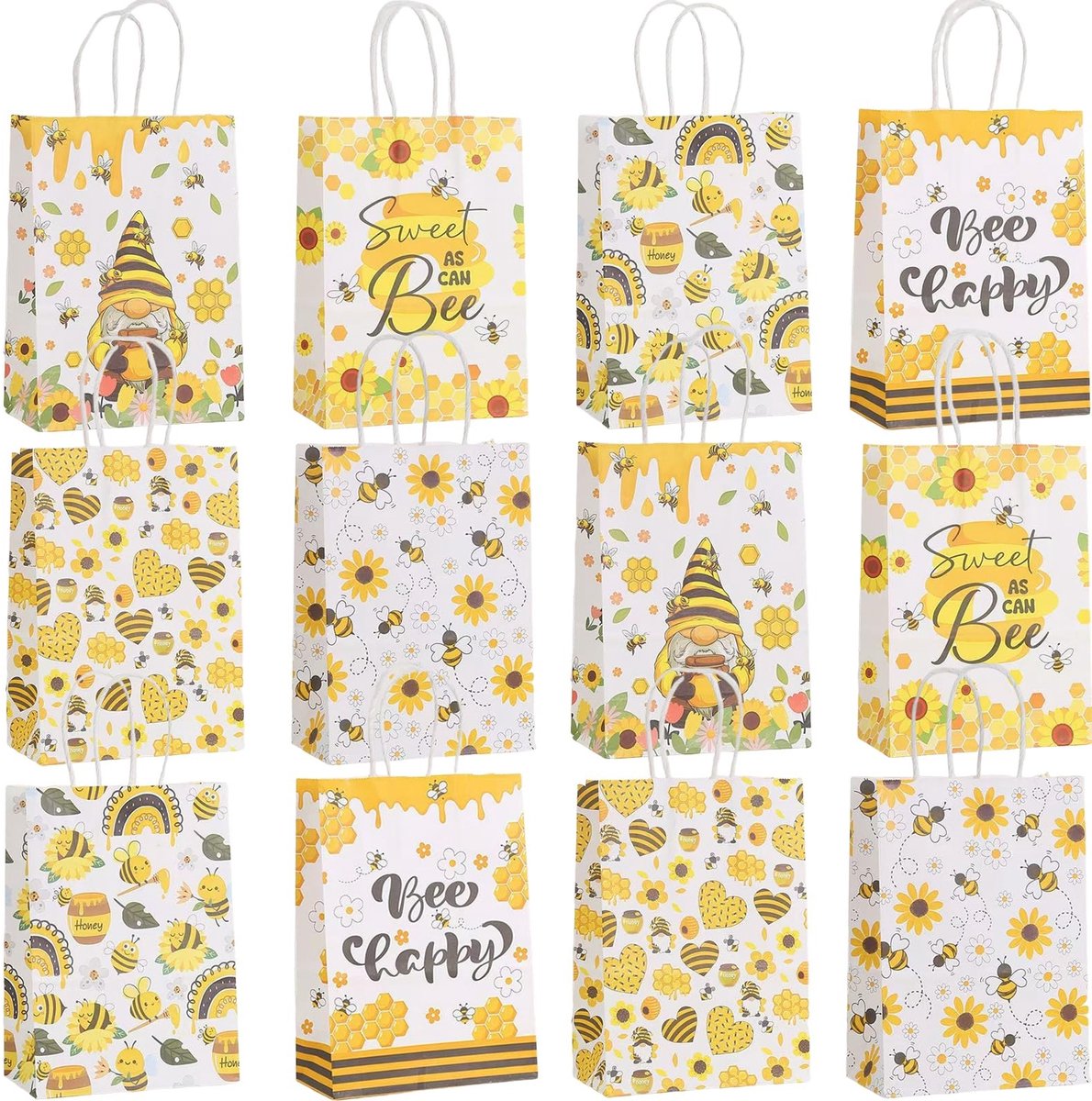 Solidchoice - Set van 12 Bijen Cadeautasjes met Handvatten