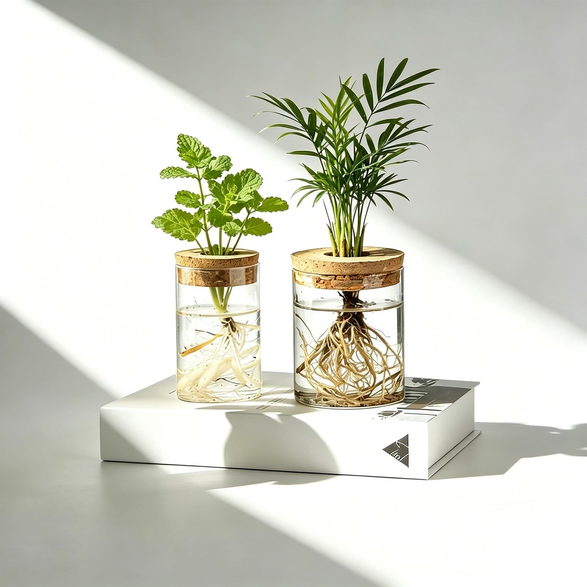 Solidchoice - Set van 2 Glazen Hydrocultuurvazen met Kurkstop